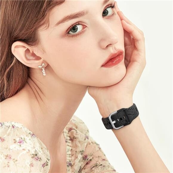 3 Pack Flower Engraved Bands Compatible with Samsung Galaxy Watch FE/6/5/4 Band main image 5